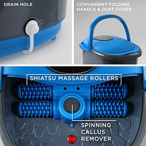 FOOT CURE Foot Spa Massager Basin – Heated Electric Foot Bath Tub with Automatic Massage Rollers & Temperature Control – Luxury Spa Treatment That Rejuvenates Tired Feet & Relieves Pain & Pressure