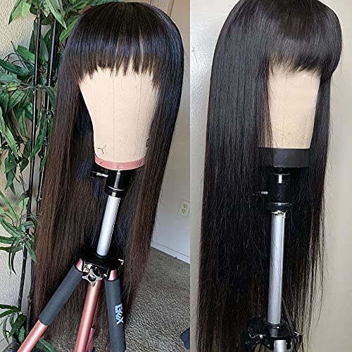 Fureya No Lace Wigs for Black Women Synthetic Straight Hair with Bangs Heat Resistant Hair Cosplay Costume Wig 24 inches Daily Party Full Wigs