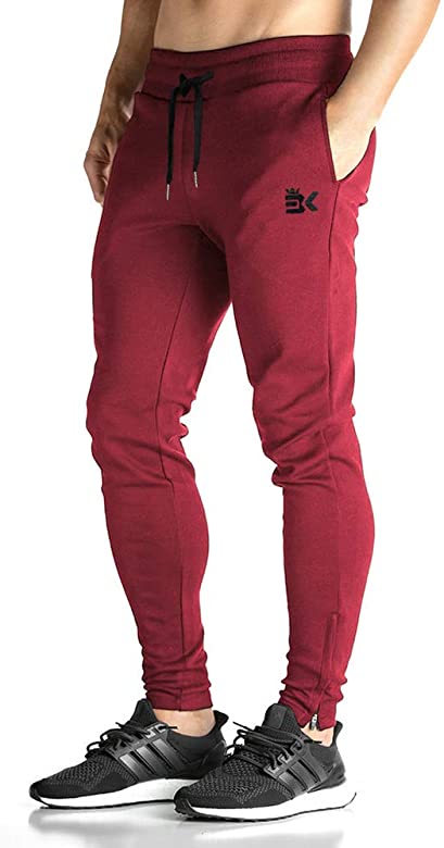 Mens Zip Joggers Pants - Casual Gym Workout Track Pants Comfortable Slim Fit Tapered Sweatpants with Pockets