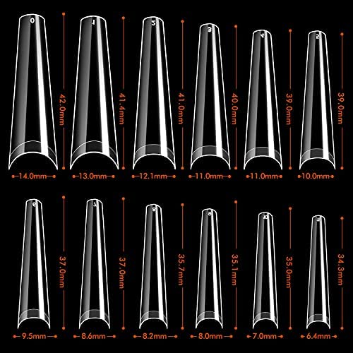 UNA GELLA Extra Long Nail Tips Coffin 200 PCS XXL Long Clear Acrylic Ballerina Nail Tips Half Cover Long False Artificial Nail Tips With Box For Nail Salons and Home DIY