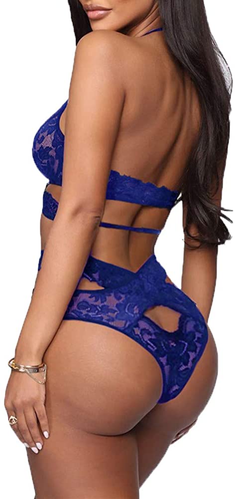 Donnalla Women Sexy Lingerie Set Two Piece Lace Bra and Panty Set Bralette Sleepwear