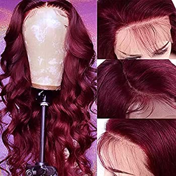 Supernova 99j Burgundy Lace Front Wigs Human Hair Burgundy 5x5 Body Wave Transparent Lace Closure Human Hair Wigs For Black Women 180% Density Pre Plucked Bleached Knots 16-22 inches