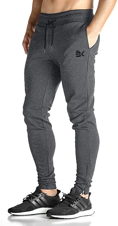 Mens Zip Joggers Pants - Casual Gym Workout Track Pants Comfortable Slim Fit Tapered Sweatpants with Pockets