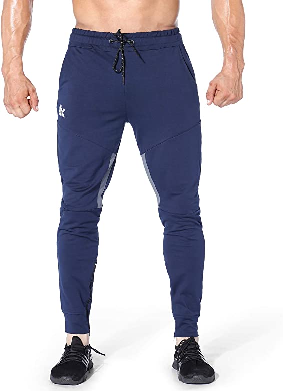 Mens Thigh Mesh Gym Jogger Pants, Men's Casual Slim Fit Workout Bodybuilding Sweatpants with Zipper Pocket