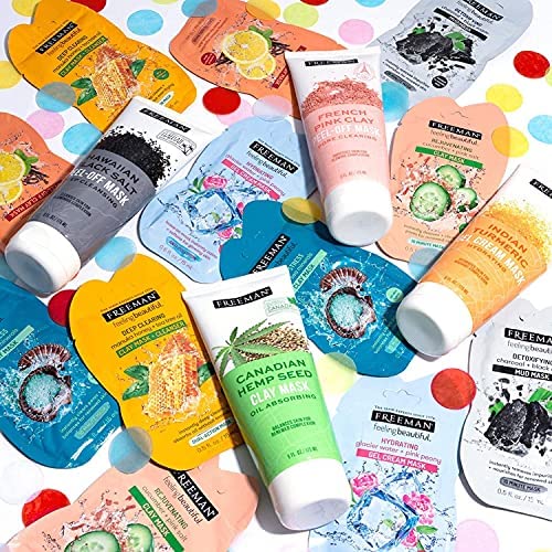 Freeman Beauty Exotic Blends Face Mask Variety Set with Clay, Peel-Off, Gel + Cream Facial Masks, Skin Care for Women, 4pk Tubes