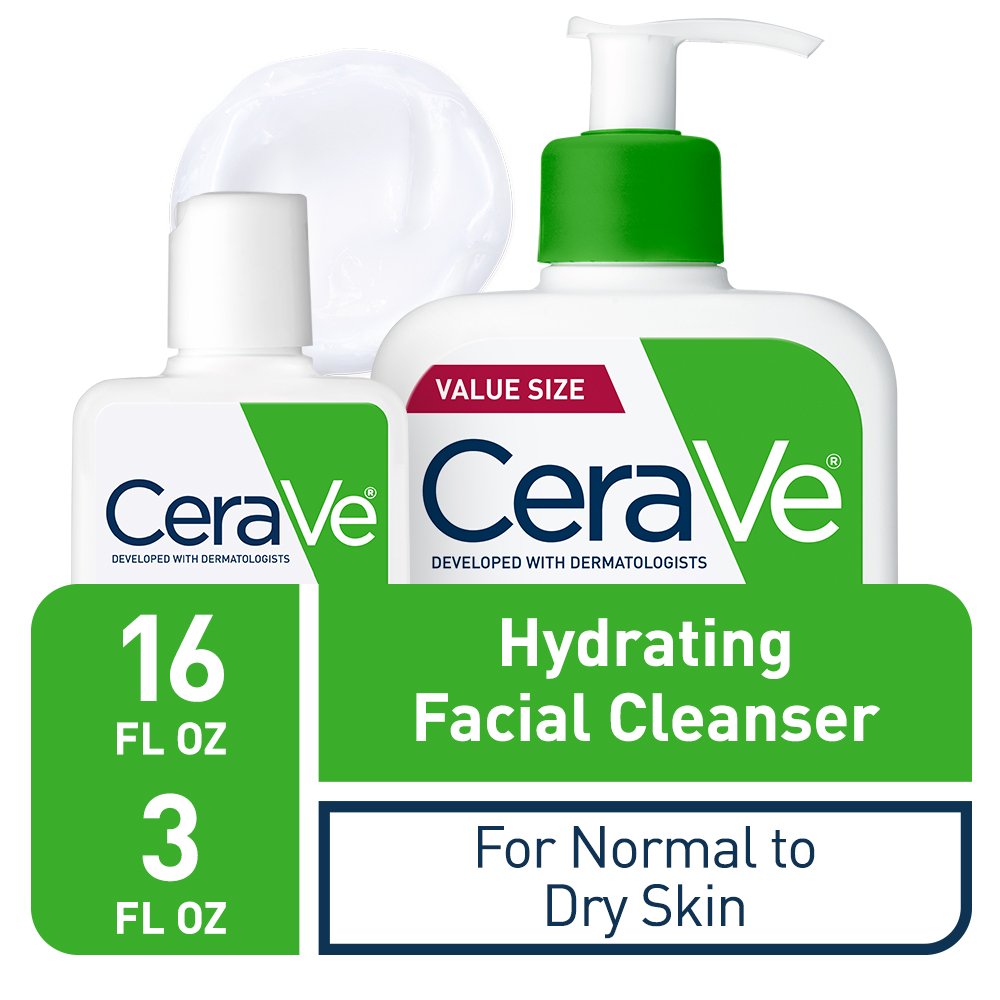 CeraVe Hydrating Face Wash, Cleanser for Normal to Dry Skin, 3 &16 oz.