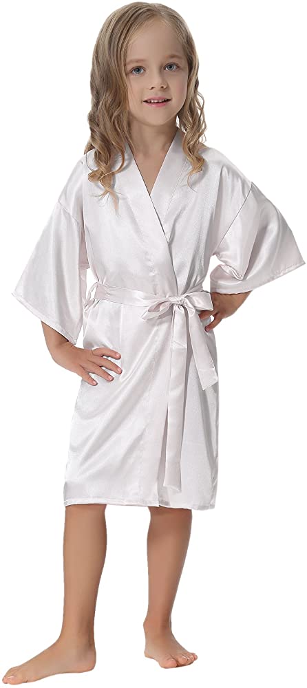 Kids' Satin Kimono Robe Bathrobe Nightgown for Spa