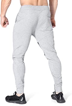 Mens Thigh Mesh Gym Jogger Pants, Men's Casual Slim Fit Workout Bodybuilding Sweatpants with Zipper Pocket