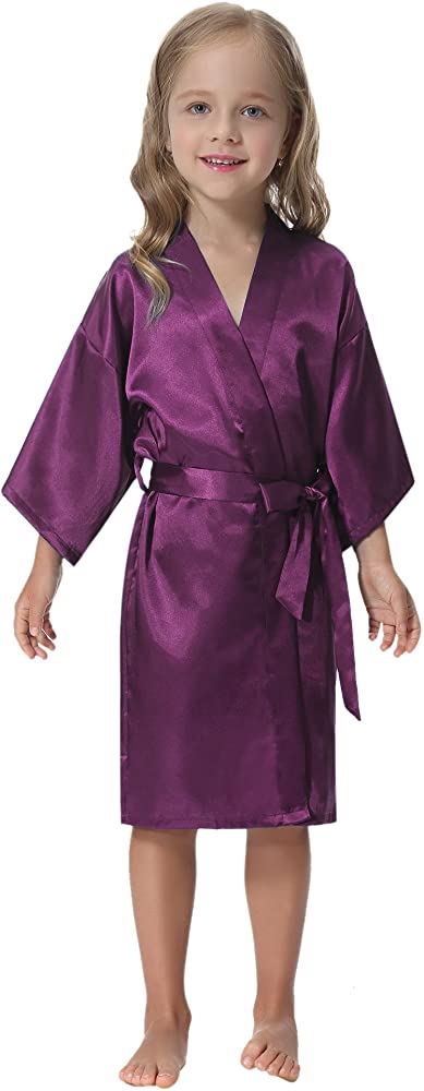 Kids' Satin Kimono Robe Bathrobe Nightgown for Spa