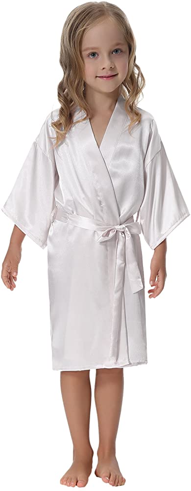 Kids' Satin Kimono Robe Bathrobe Nightgown for Spa