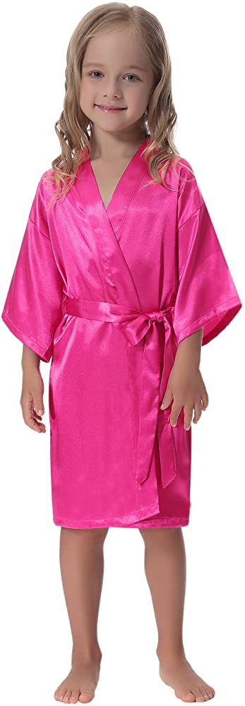 Kids' Satin Kimono Robe Bathrobe Nightgown for Spa