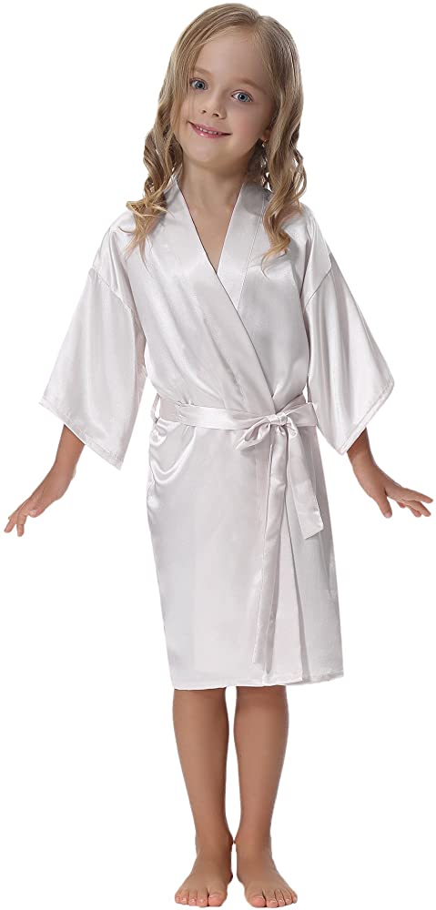 Kids' Satin Kimono Robe Bathrobe Nightgown for Spa