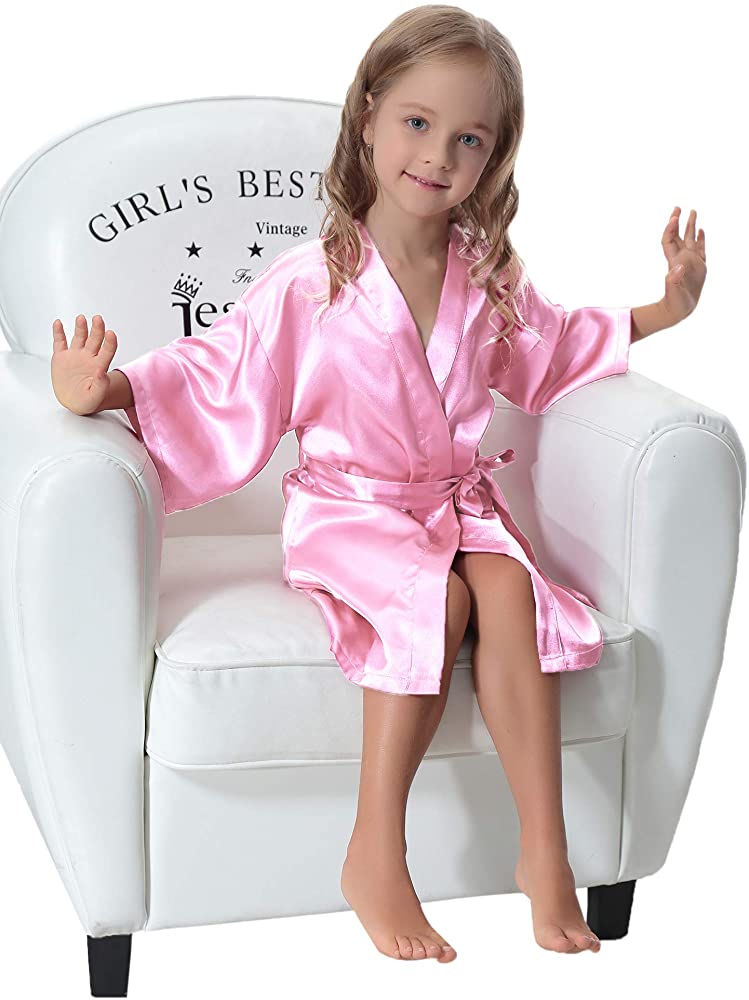 Kids' Satin Kimono Robe Bathrobe Nightgown for Spa
