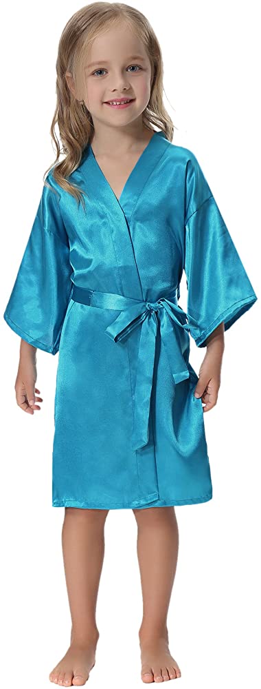 Kids' Satin Kimono Robe Bathrobe Nightgown for Spa