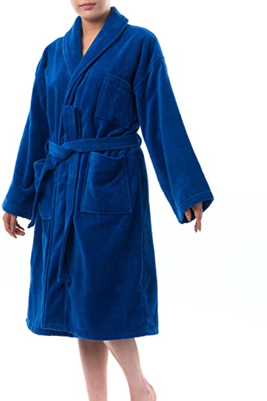Blair Womens Cotton Terry Cloth Bathrobe Shawl Collar Velour Spa Robe