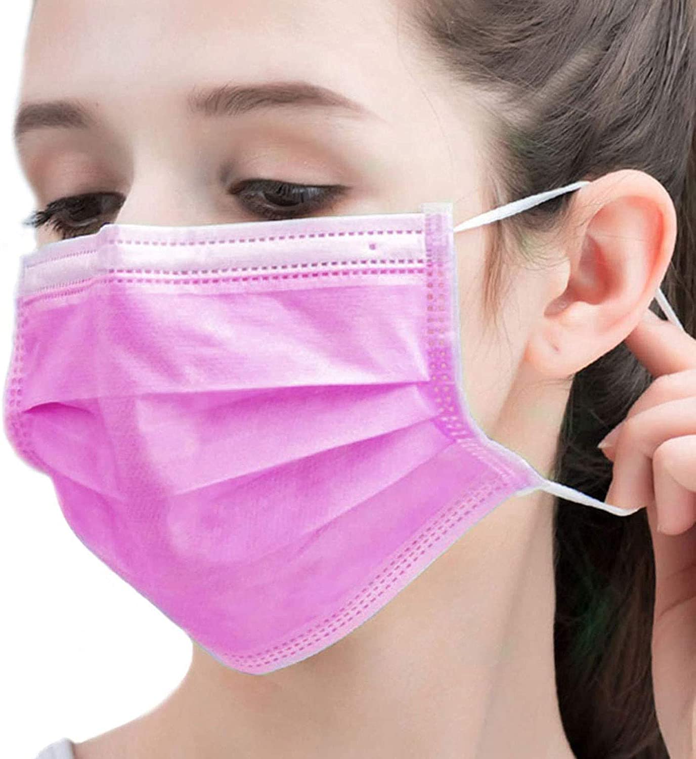Colored Face Mask, Funny Cute Face Mask with Nose Wire, Breathable Comfortable Masks, Designer Face Mask Pink Purple Yellow Green Blue Colorful Masks for Women Men Adult Youth, 50 Pcs