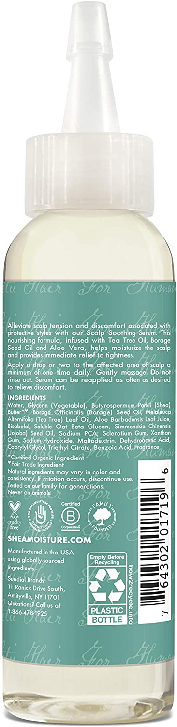SheaMoisture Scalp Soother Oil Serum for Wig and Weave Tea Tree and Borage Seed Oil Paraben Free Scalp Treatment, 2 Ounce