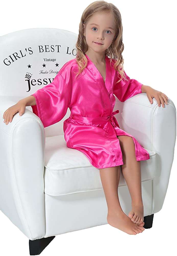 Kids' Satin Kimono Robe Bathrobe Nightgown for Spa