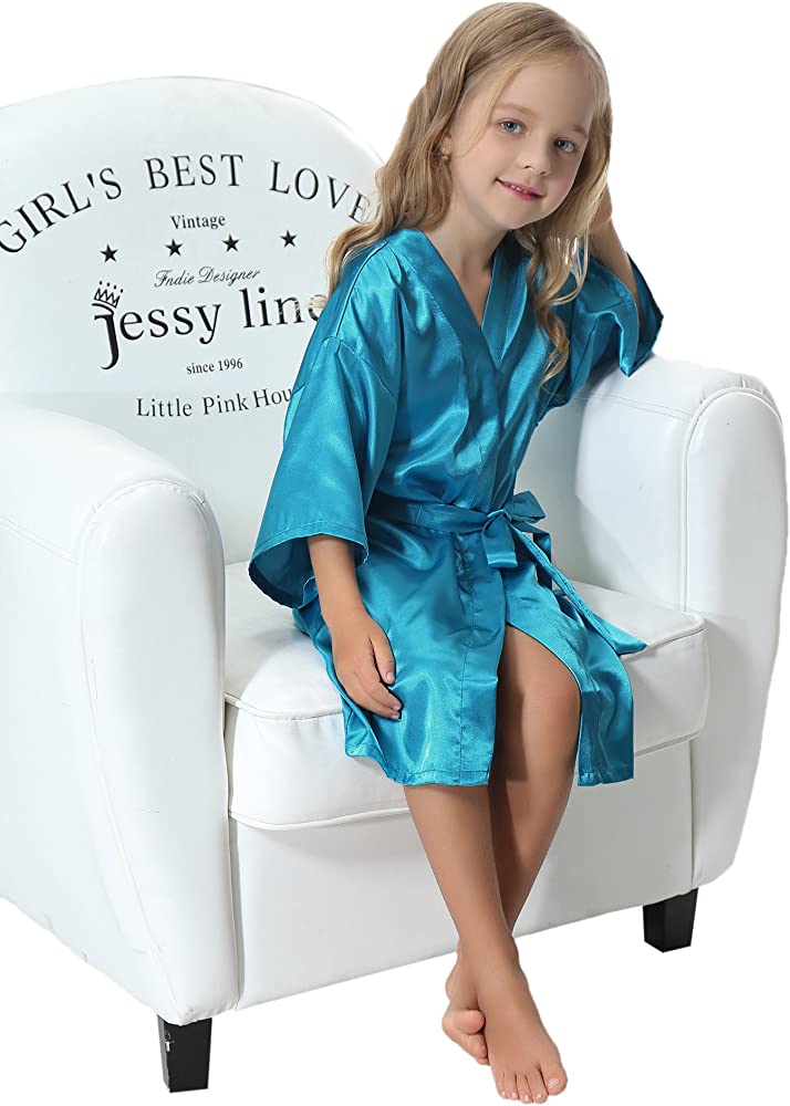 Kids' Satin Kimono Robe Bathrobe Nightgown for Spa