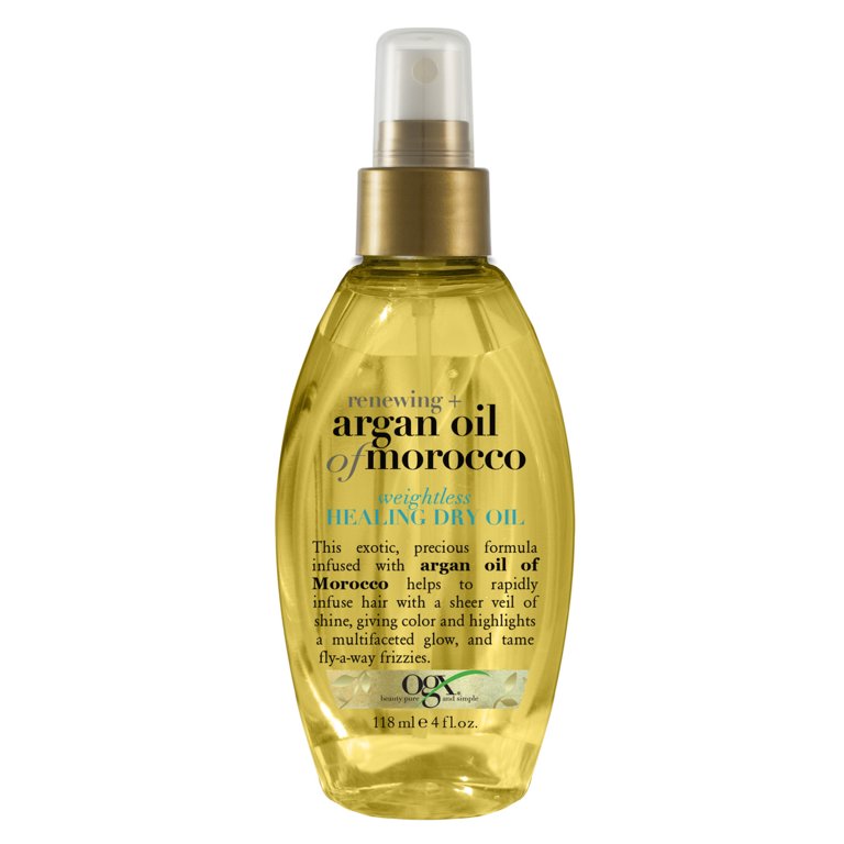 OGX Renewing + Argan Oil of Morocco Weightless Healing Dry Spray Hair Oil Mist for Split Ends, 4 fl oz