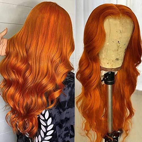 Orange Ginger Color Wavy Lace Front Wigs Human Hair 13X4 Brazilian Lace Front Human Hair Wigs Pre Plucked With Baby Hair For Women 150 Density