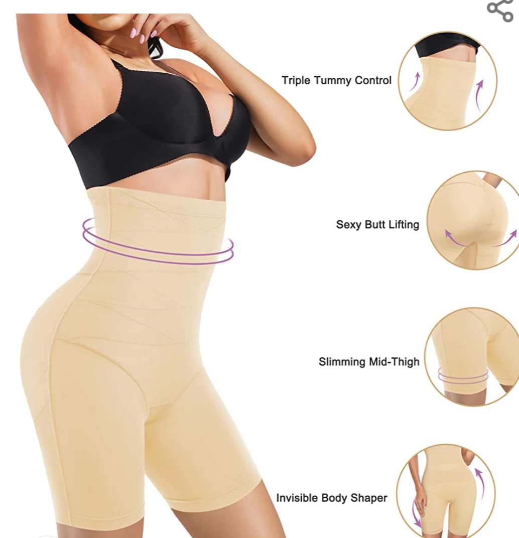 Nebility Waist Trainer for Women Butt Lifter Shapewear High Waist Body Shaper Shorts Thigh Slimmer Tummy Control Panty