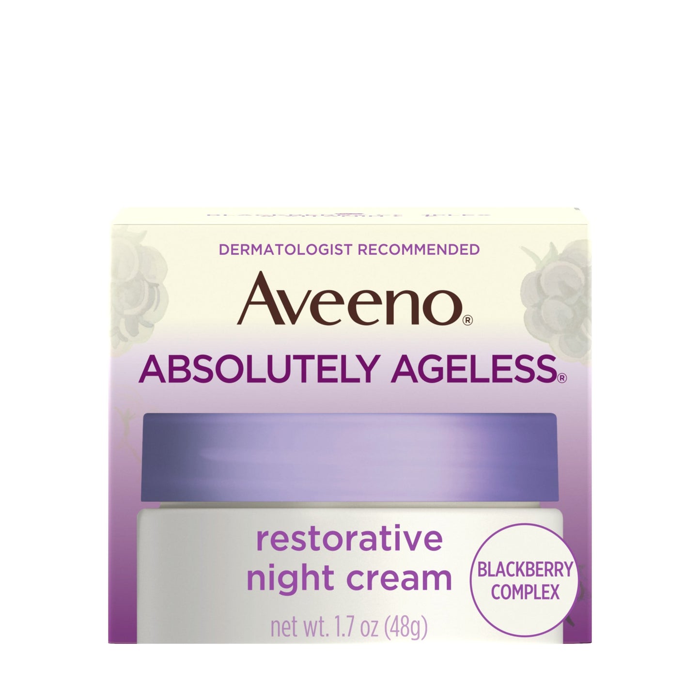 Aveeno Absolutely Ageless Night Cream with Blackberry Complex, Anti-Aging, 1.7 fl oz