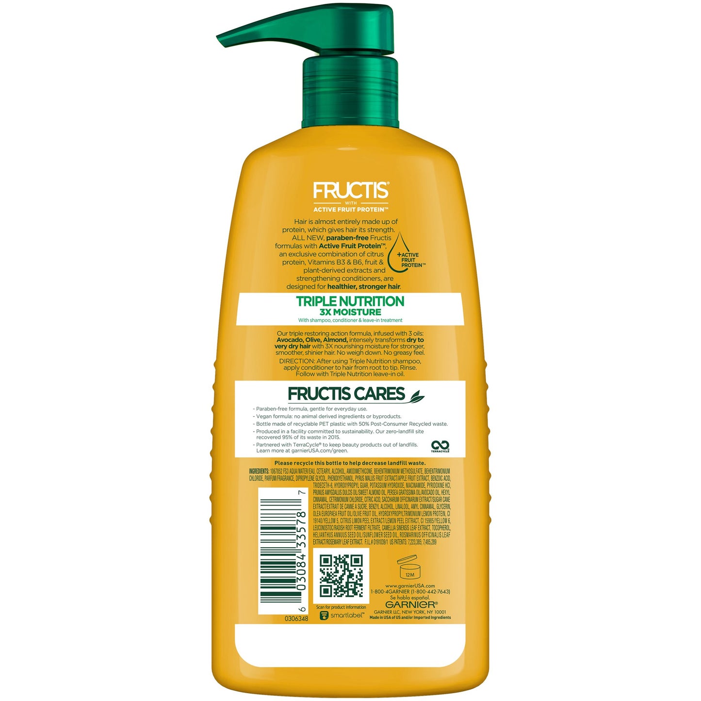 Garnier Fructis Triple Nutrition Conditioner, Dry to Very Dry Hair, 33.8 fl. oz.