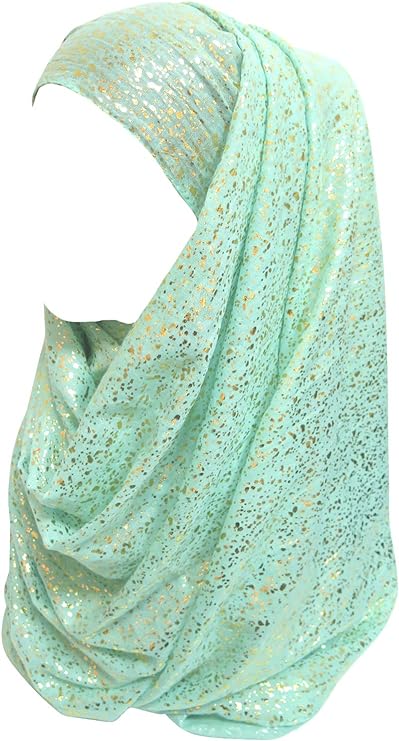Sparkle Shimmer Gold Glitter Women's Hijab Muslim Head Wrap Scarf Shawl Lightweight