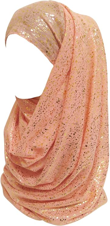 Sparkle Shimmer Gold Glitter Women's Hijab Muslim Head Wrap Scarf Shawl Lightweight