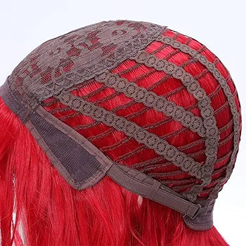 Short Red Curly Wavy Wig Synthetic Wavy Bob Wigs for Women Shoulder Length Natural Looking Wigs Heat Resistant Wig for Costume Party Daily Halloween Wear