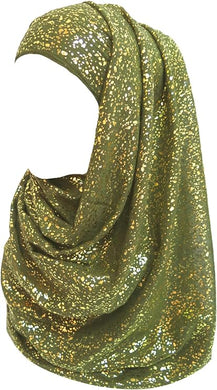 Sparkle Shimmer Gold Glitter Women's Hijab Muslim Head Wrap Scarf Shawl Lightweight