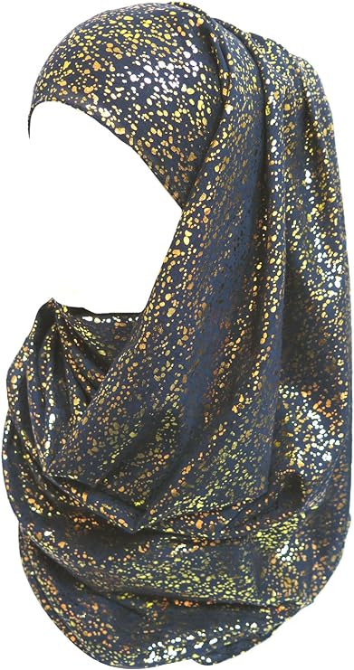 Sparkle Shimmer Gold Glitter Women's Hijab Muslim Head Wrap Scarf Shawl Lightweight