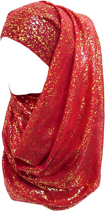 Sparkle Shimmer Gold Glitter Women's Hijab Muslim Head Wrap Scarf Shawl Lightweight