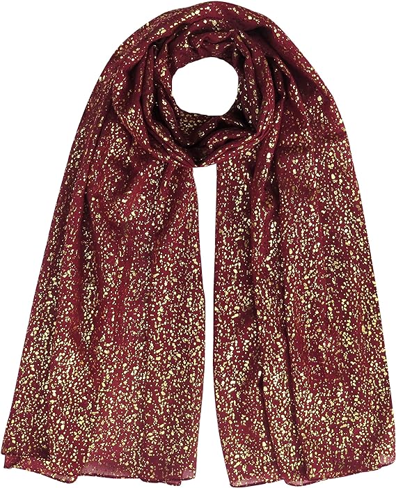 Sparkle Shimmer Gold Glitter Women's Hijab Muslim Head Wrap Scarf Shawl Lightweight