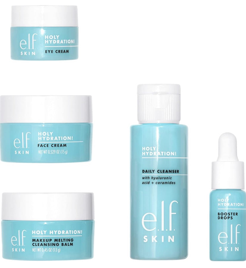 e.l.f. SKIN Hydrated Ever After Skincare Mini Kit, Cleanser, Makeup Remover, Moisturiser & Eye Cream For Hydrating Skin