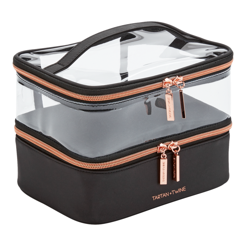 Tartan + Twine Basics Black Double-Zip Train Case