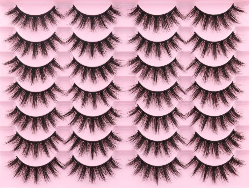 Lashes Wispy Faux Mink Lashes Fluffy False Eyelashes Natural Look 16mm Eye Lashes 6D Volume Fake Lashes pack by Kiromiro 14 Pairs