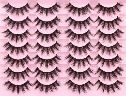 Lashes Wispy Faux Mink Lashes Fluffy False Eyelashes Natural Look 16mm Eye Lashes 6D Volume Fake Lashes pack by Kiromiro 14 Pairs