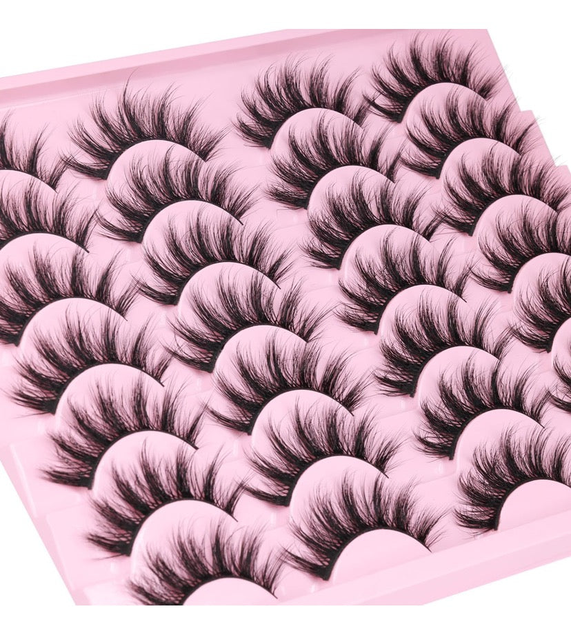 Lashes Wispy Faux Mink Lashes Fluffy False Eyelashes Natural Look 16mm Eye Lashes 6D Volume Fake Lashes pack by Kiromiro 14 Pairs