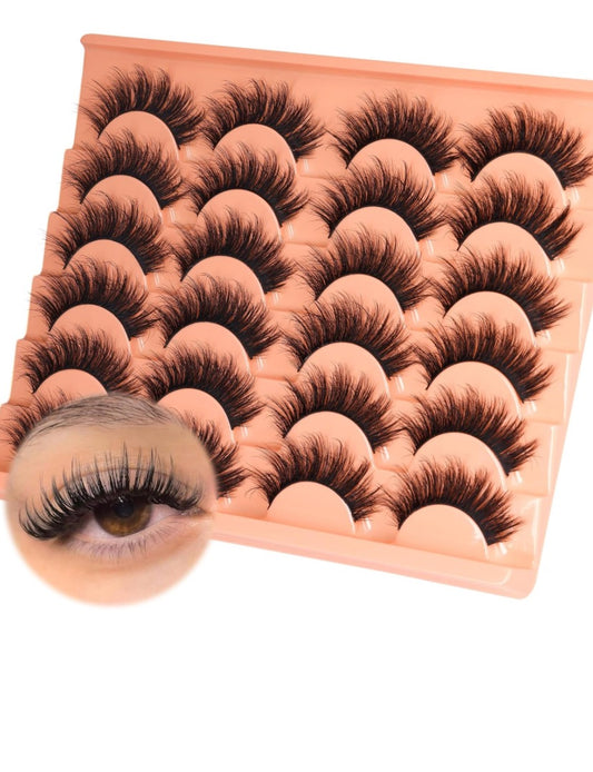 ALICROWN Fluffy Eyelashes False Lashes Natural Wispy Fake Eyelashes Full Mink Lashes C Curl Strip Lashes Pack 12 Pairs
