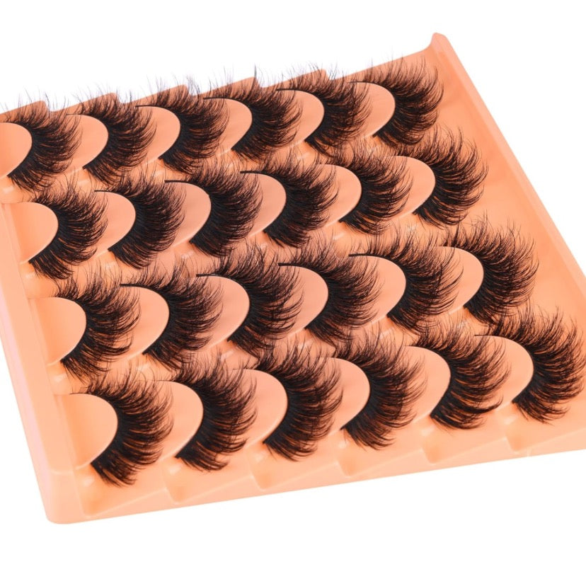 ALICROWN Fluffy Eyelashes False Lashes Natural Wispy Fake Eyelashes Full Mink Lashes C Curl Strip Lashes Pack 12 Pairs