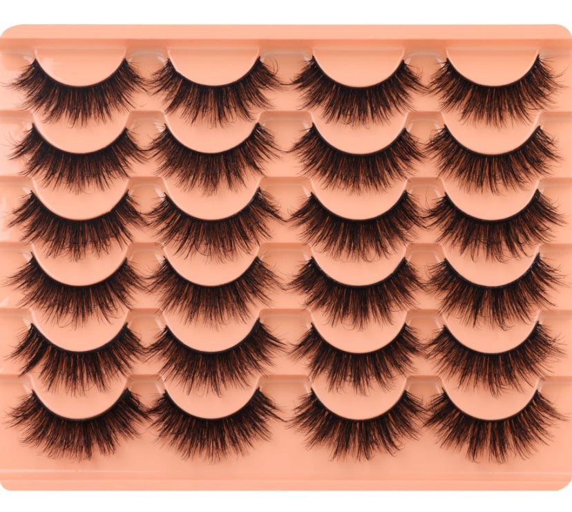 ALICROWN Fluffy Eyelashes False Lashes Natural Wispy Fake Eyelashes Full Mink Lashes C Curl Strip Lashes Pack 12 Pairs
