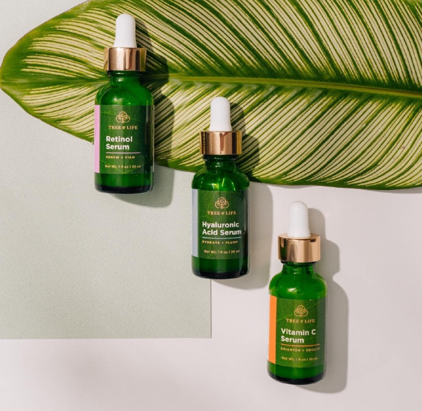 Tree of Life Facial Skin Care Set, Brightening, Firming, Hydrating, Dry Face, Dermatologist Tested - Trio Power Kit, Vitamin C, Retinol and Hyaluronic Acid, 3 count of 1 Fl Oz
