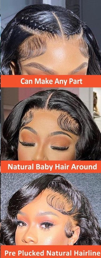 Deep Wave Lace Front Wigs Human Hair Glueless Wigs Pre Plucked with Baby Hair 200 Density 13x4 HD Transparent Lace Front Wigs for Women (26 Inch, Deep Wave Wigs)