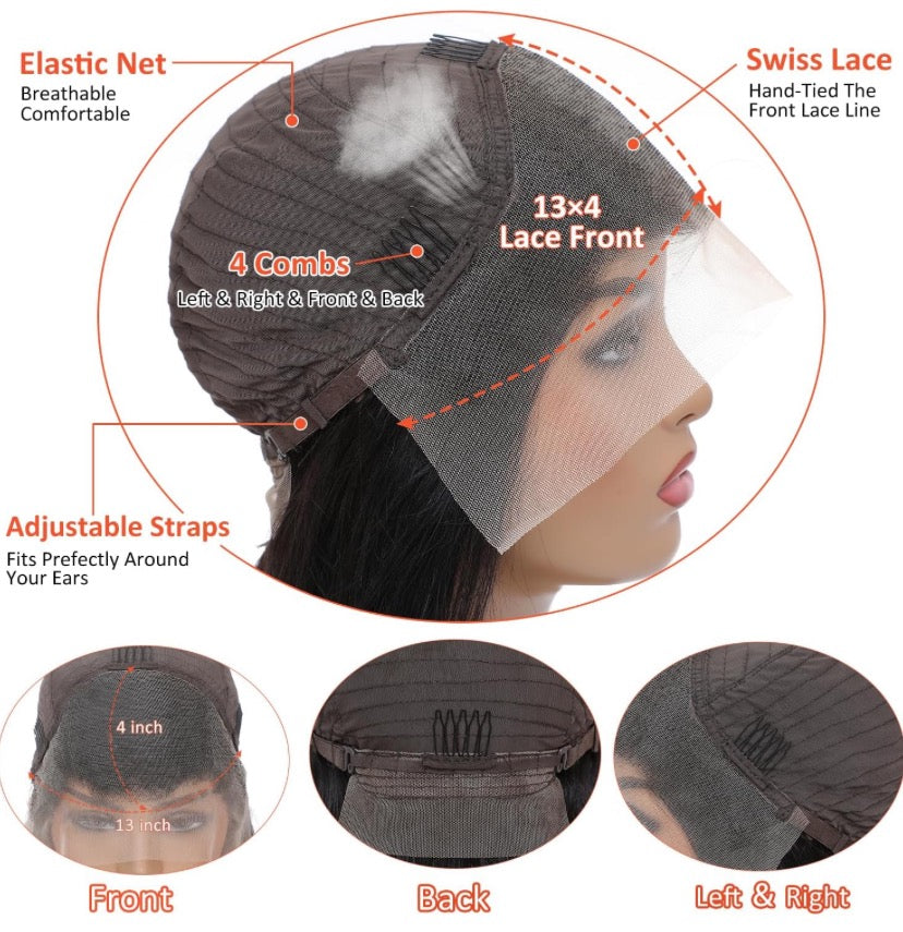 Deep Wave Lace Front Wigs Human Hair Glueless Wigs Pre Plucked with Baby Hair 200 Density 13x4 HD Transparent Lace Front Wigs for Women (26 Inch, Deep Wave Wigs)