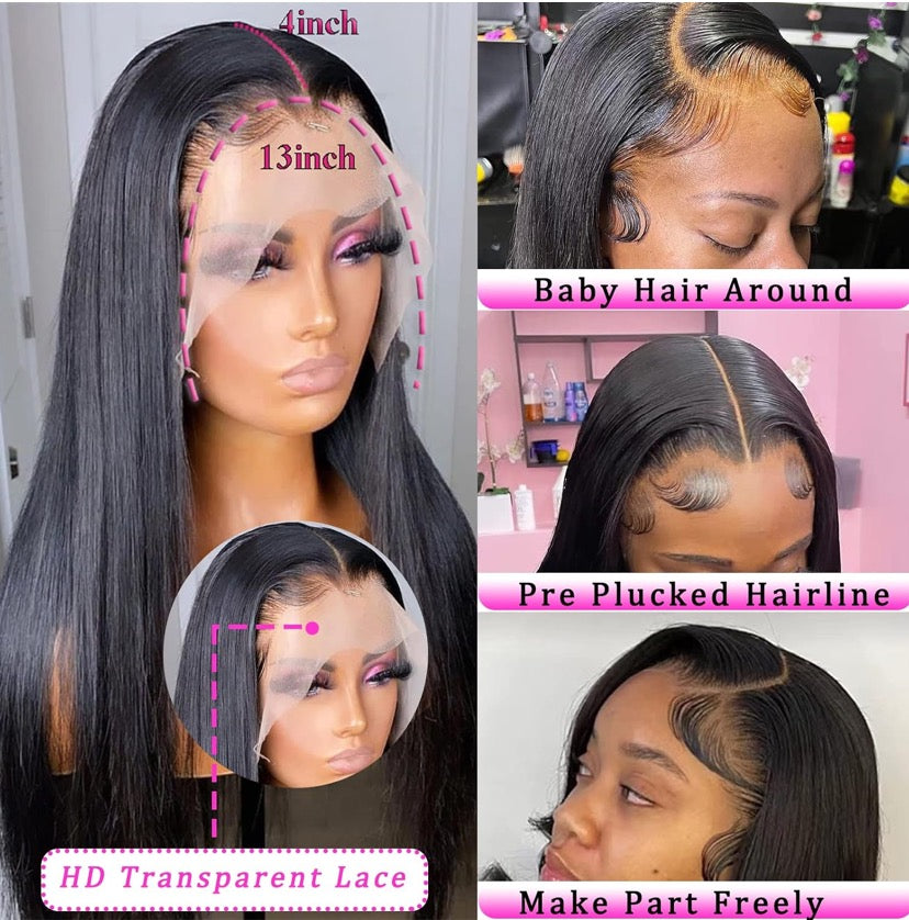 BunGiol 30 Inch Lace Front Wig Human Hair 613 Blond Lace Front Wig Human Hair 13x4 Hd Straight Lace Front Wigs Human Hair Bleached Knots 613 Glueless Human Hair Wigs For Black Women 180% Density