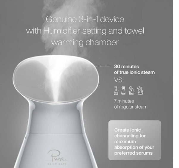 NanoSteamer Large 3-in-1 Nano Ionic Facial Steamer with Precise Temp Control - Humidifier - Unclogs Pores - Blackheads - Spa Quality - Bonus 5 Piece Stainless Steel Skin Kit