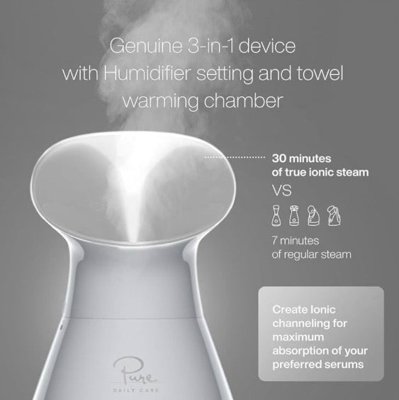 NanoSteamer Large 3-in-1 Nano Ionic Facial Steamer with Precise Temp Control - Humidifier - Unclogs Pores - Blackheads - Spa Quality - Bonus 5 Piece Stainless Steel Skin Kit