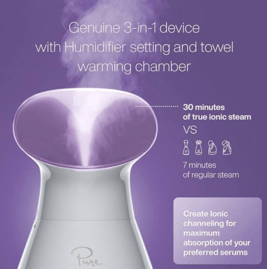 NanoSteamer Large 3-in-1 Nano Ionic Facial Steamer with Precise Temp Control - Humidifier - Unclogs Pores - Blackheads - Spa Quality - Bonus 5 Piece Stainless Steel Skin Kit